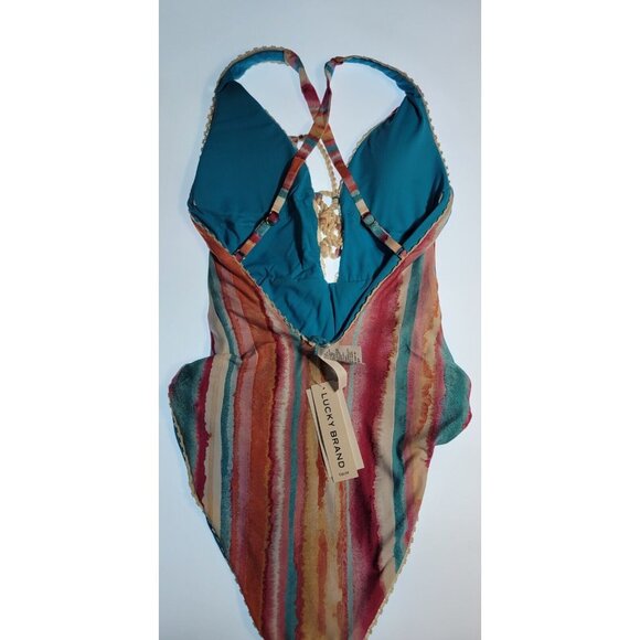 Lucky Brand Porto Covo Cross Back One Piece Size S Swimsuit Sz Small Multicolor - Picture 4 of 6